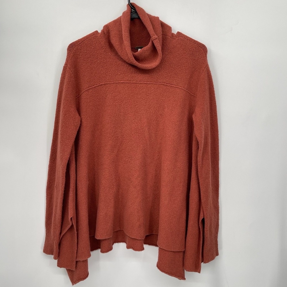 Free People S Turtleneck Sweater Womens Rust Orange Ottoman Slouchy Knit